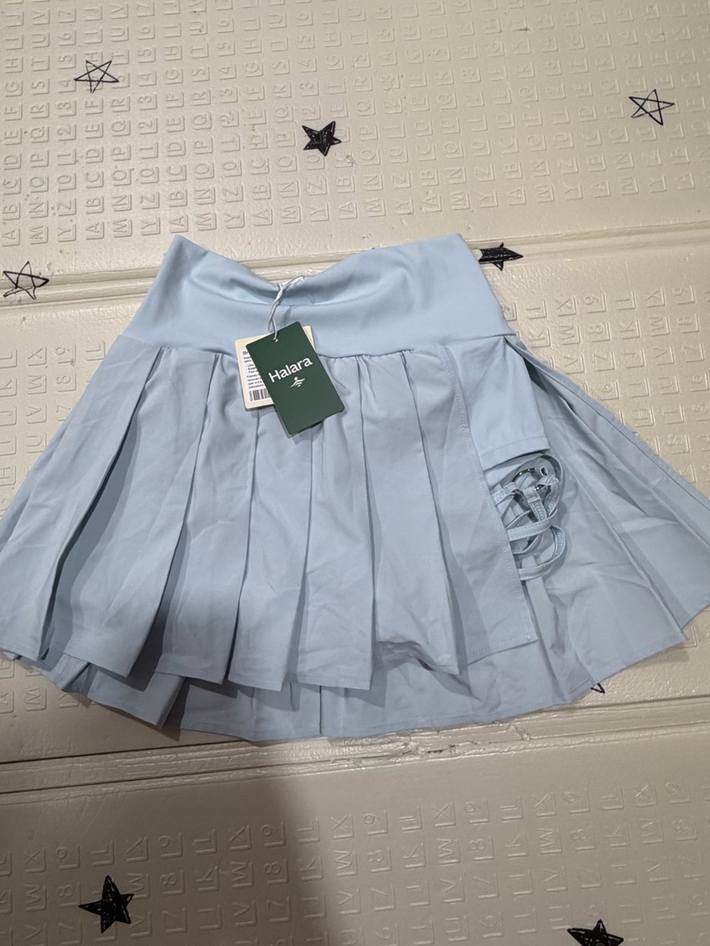 HALARA Sky Blue Pleated Skater Skirt